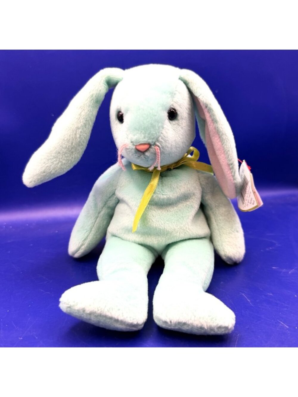 Vintage Ty Beanie Baby Hippity The Bunny 1996 Green Rabbit Plush Original Tags